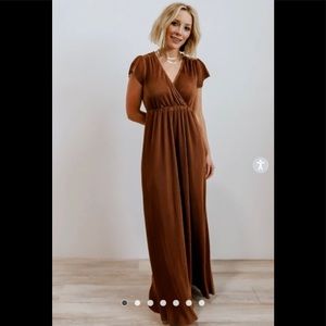 Baltic Born Athena pleated maxi dress, brown